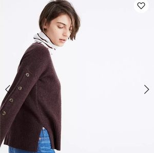Madewell Button Sleeve Brown Pullover Sweater. EUC